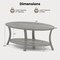 Grey Rubber Wood 2-Tier Coffee Table with Open Shelf and Rustic Design